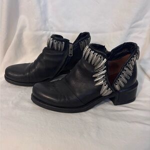 A.S.98 Black Ankle Boots with Silver Accents